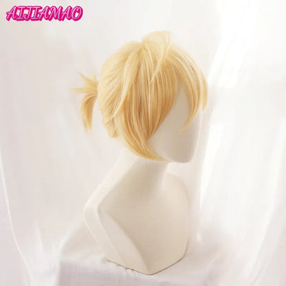 Rin Len Short Blond Heat Resistant Synthetic Hair Anime Cosplay Wigs + Track Code + Free Wig Cap