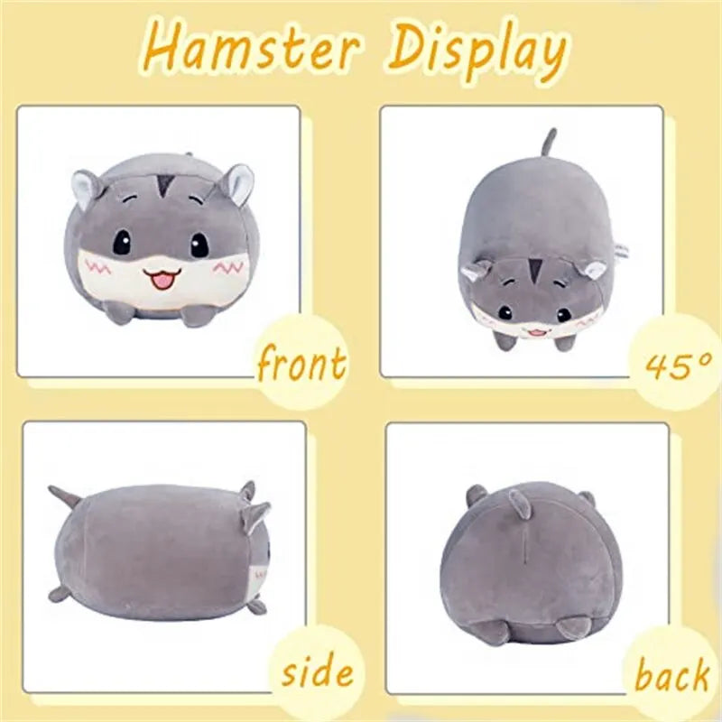 Hamster Plush Toy 20cm Cute Kawaii Gray Guinea Pig Stuffed Animal Plushies Soft Doll Pillow Buddy Sofa Bed Cushion Christmas Birthday Gifts