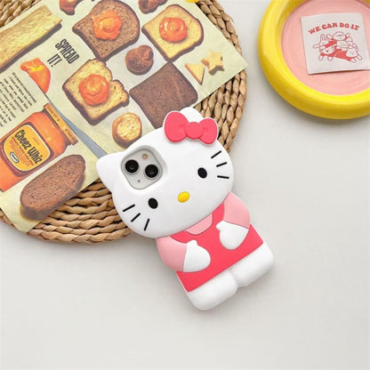 Sanrio Hello Kitty 3D Stereoscopic Phone Case For IPhone 14 13 12 11 Pro Max Mini XR XS  7 8 Plus S Silicone Soft Back Cover Y2K