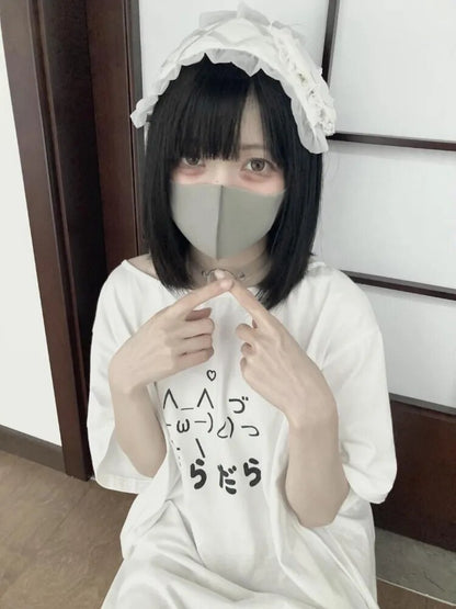 Aesthetic Summer Loose T-shirt Casual O Neck Japanese Cartoon Tops Women Short Sleeve Fashion Sweet Harajuku Tees