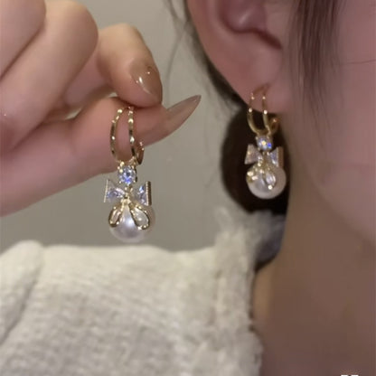 New Three-dimensional Full Rhinestone Golden Earrings Women's Luxury Personality Fashion Earrings Wedding Jewelry Birthday Gifts