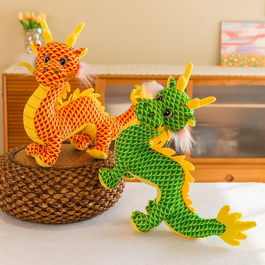 Traditional Chinese Dragon Plush Toys Japanese Stuffed Animal Plushies Yellow Red Green Flying Soft Doll Home Decor Pillow Buddy Kid Boys Gift