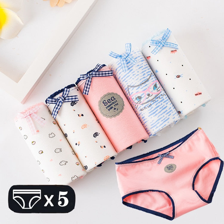 M-2XL Women's Underwear Cute Cotton Panties Briefs For Girl Ladies Lingerie Cartoon Girls Pink Pantys Underpants Thongs