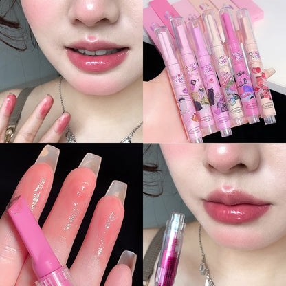 Jelly Mirror Lipstick Lip Gloss Non-stick Cup Mirror Lip Tint Heart-shaped Lipstick Moisturizing Lipgloss Long-lasting Lipstick