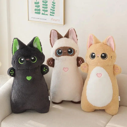 Japan Calling Bring Fortune Cat Plushie Stuffed Animals Flower Orange White Cats Throw Pillow Neck Bell Decor Necklace Toys Kid