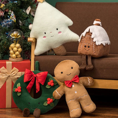 40cm Gingerbread Man Plush Toy Christmas Tree Stuffed Animal Plushies Wreath House Home Decor Funny Xmas Tree Party Soft Doll