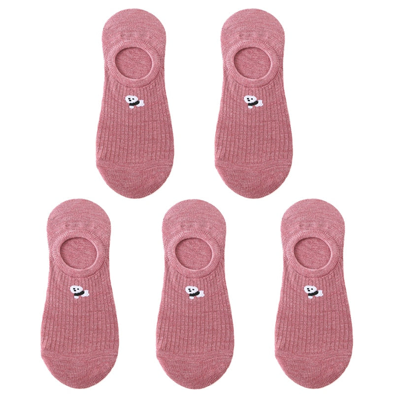 5 pairs of 10 pieces Spring fashion socks Women cartoon animal embroidery cotton Women's socks Casual sports funny ankle socks