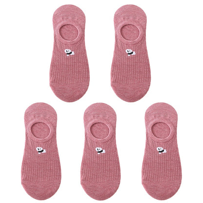 5 pairs of 10 pieces Spring fashion socks Women cartoon animal embroidery cotton Women's socks Casual sports funny ankle socks