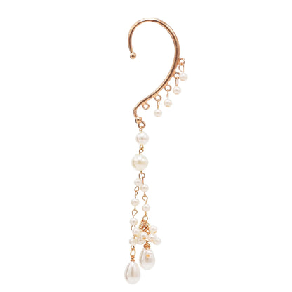 Alloy Leaves Women Ear Cuff Vintage Baroque Exaggerated Beads Clip Earrings Handmade Party Jewelry Gifts Female