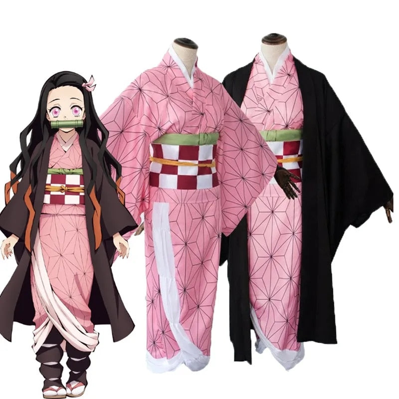 Anime Demon Slayer: Kimetsu No Yaiba Tanjirou Kamado Nezuko Cosplay Women and Men Kimono Kids Cosplay Costume Sets