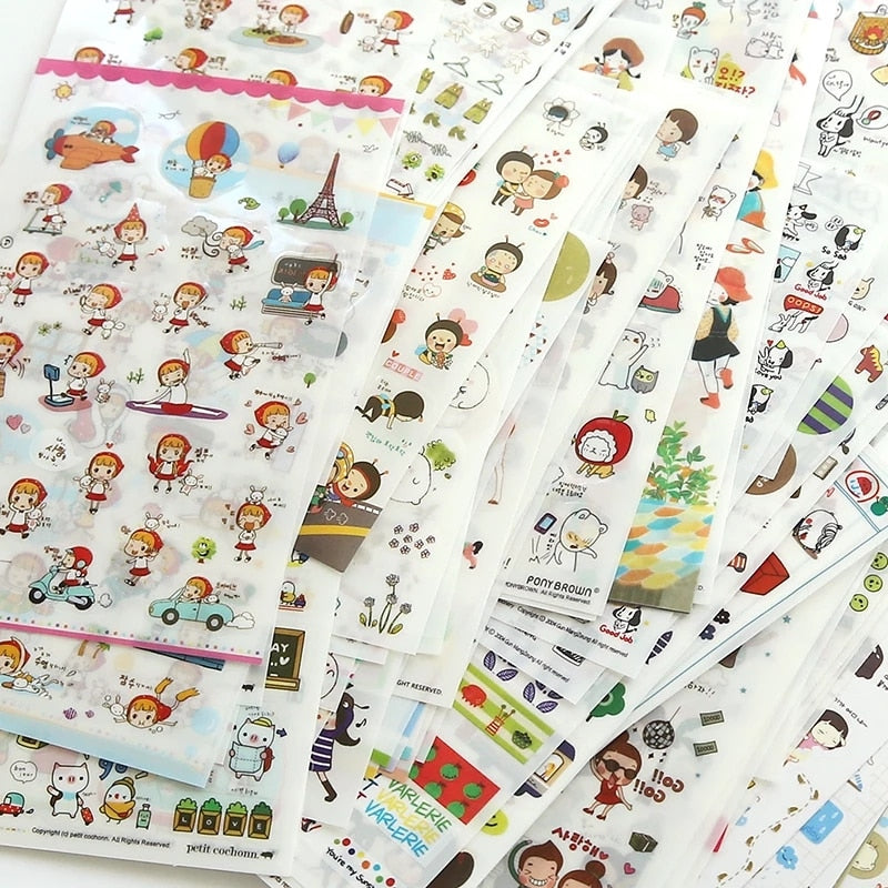 6pcs/lot  Waterproof Cartoon Cute Transparent Diy Decoration Stickers Korea Hand Account Stickers Kawaii Plastic Cup Stickers