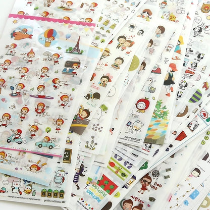 6pcs/lot  Waterproof Cartoon Cute Transparent Diy Decoration Stickers Korea Hand Account Stickers Kawaii Plastic Cup Stickers