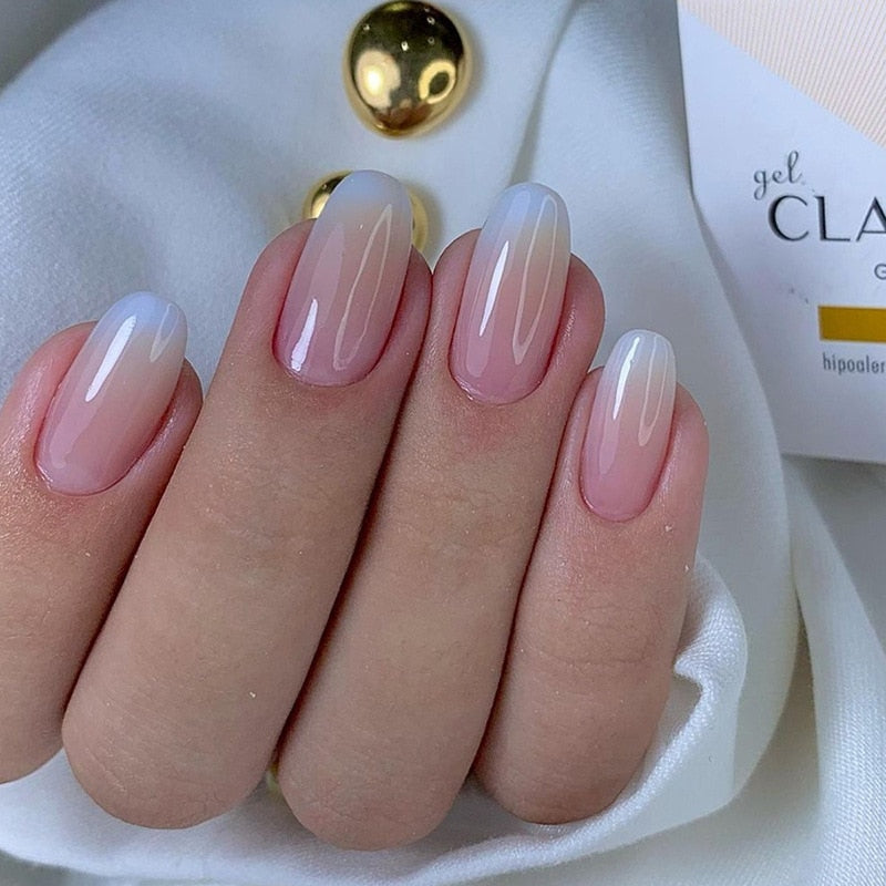 24Pcs Ballerina False Nails with Glue Short Nail Beauty Tools Press on Fake Nails Full Cover Artificial Nails Tips Manicure