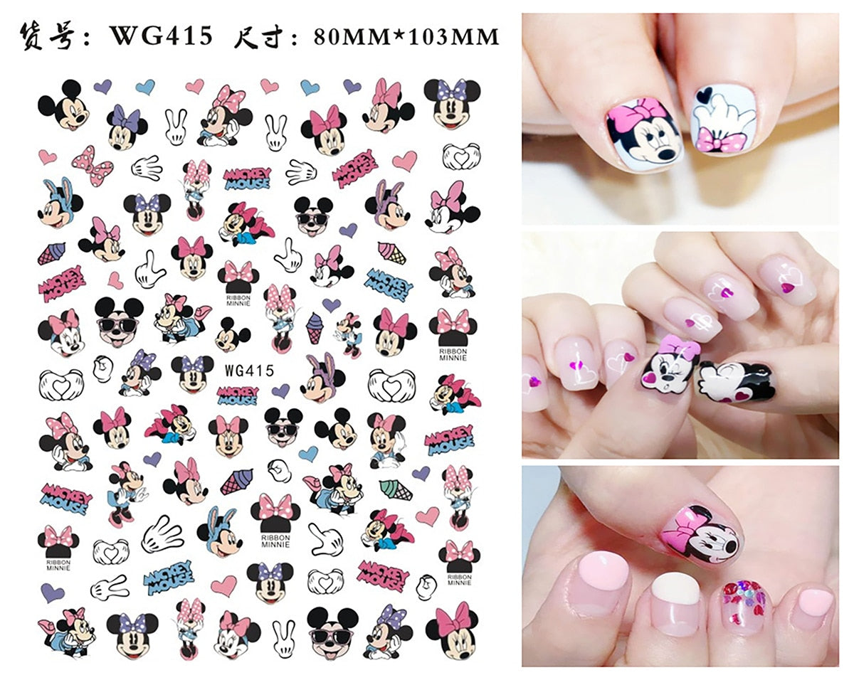 Cute Anime Character Series Nail Stickers Nail Art Supplies Disney Mickey Stitch Donald Duck 3D Stickers Nail Art Decorations