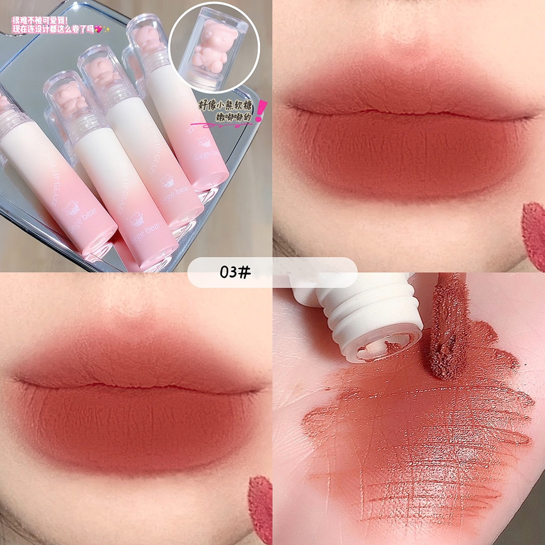 Little Bear Crystal Frozen Strawberry Glossy Lip Glaze Mirror Whitening Nude Doodle Lip Korean Makeup y2k Cosmetics Lipsticks