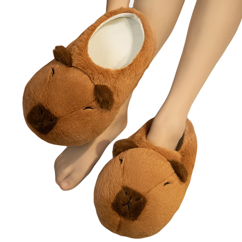 Winter Cotton Slippers Cute Animal Capybara Bag Shoes With Plush Home Couple Thick Bottom Winter Lady Indoor Warm Birthday Gift