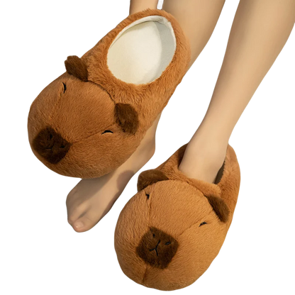 Winter Cotton Slippers Cute Animal Capybara Bag Shoes With Plush Home Couple Thick Bottom Winter Lady Indoor Warm Birthday Gift