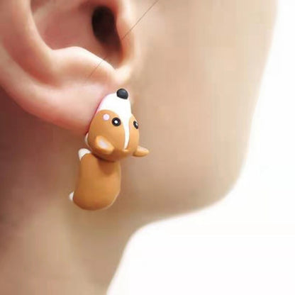 Kawaii Dinosaur T-Rex Stud Earrings: Cute Cartoon Animal Little Dog Whale Hippo Baby Shark Bite Ear Clay Jewelry Funny Gift