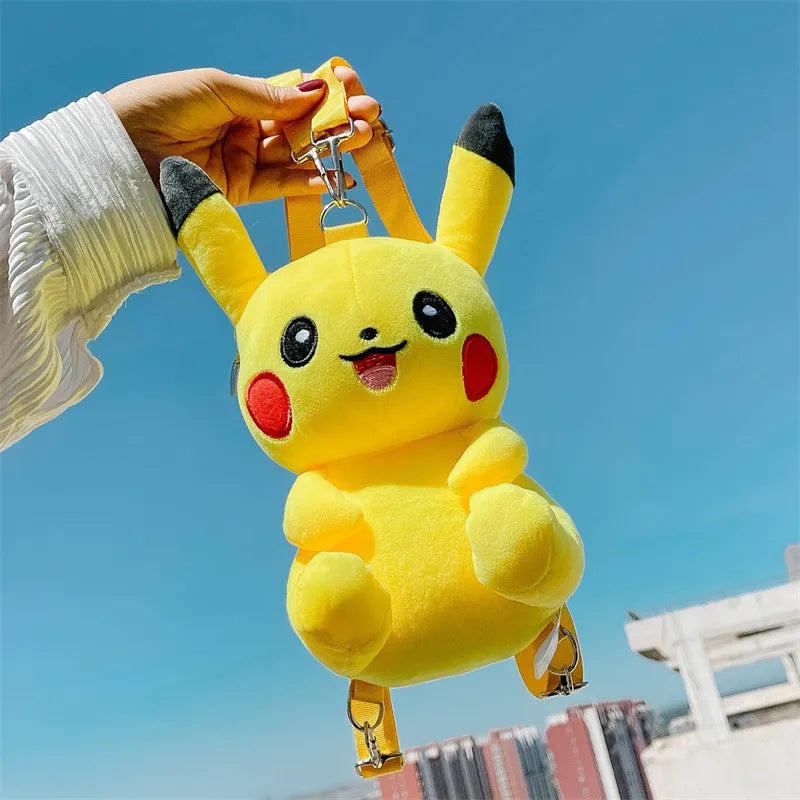 Pokemon Pikachu Plush Backpack Japanese Anime Cartoon Video Game Animals Children's Schoolbags Doll Christmas Birthday Gifts