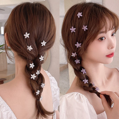 10PCS/Set Hair Clip Braided Hair Small Flower Hair Buttons Hairpin Girl Cute Headdress Girl Mini Hair Claw Hair Accessories