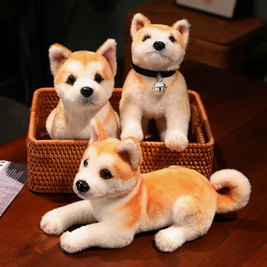 Realistic Shiba Inu Stuffed Animal Life-like Akita Plush Toy Puppy Dog Plushies Cute Fluffy Room Desk Home Decor Baby Kids Children Birthday Gift