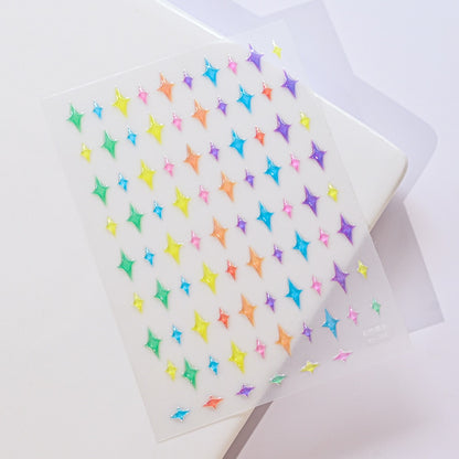 1Sheet Korean White Cloud Blue Nail Art Sticker 3D Star Moon Decal Pure Twilight Self-adhesive Manicure Slider Accessories RE#53