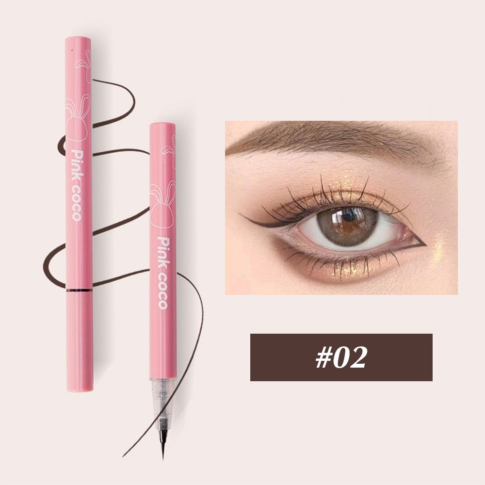 Ultra Thin Silky Matte Liquid Eyeliner Waterproof Non Smudging Lasting Black Brown Pink Lying Silkworm Eye Liner Eyes Makeup