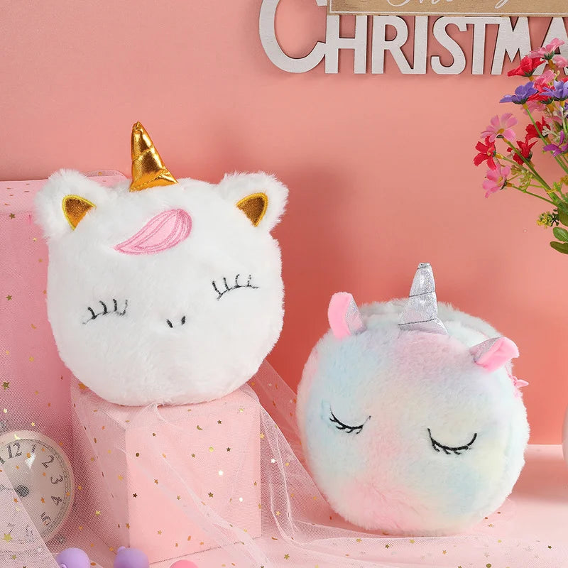 Fashion Children Girls Shoulder Bag Cute Unicorn Animals Messenger Bag Kids Keys Coin Purse Cute Princess Mini Handbag Plush Toy