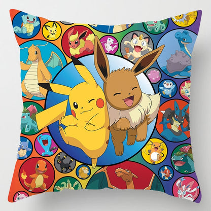 45x45cm Pokemon Cushion Cover Pikachu Meowth Poke Ball Charmander Kawaii Anime Pillowcase Anime Figure Decor Sofa Pillow Cover