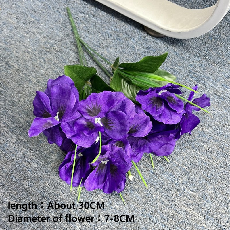 Artificial Pansy Flowers artificial flowers 10 Inch Silk Fake Butterfly Orchid Flower Home office Wedding Decoration