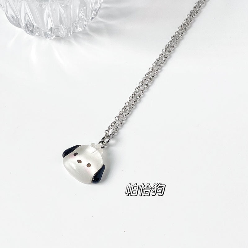 New Hello Kitty Pearl Necklace Cartoon Sanrio Anime KT Cat Luxury Y2k Sweet Clavicle Pendant Christmas Gift Girls Without Box