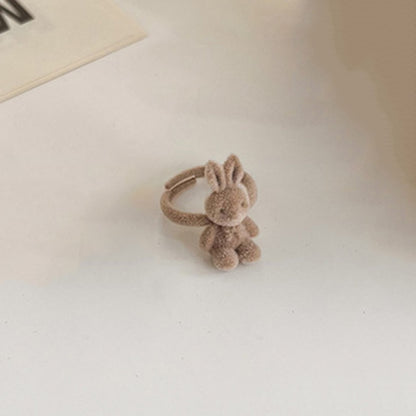 Bear Earrings for Women Girls Fashion Korea Silver Needle Autumn and Winter Earrings Cute Flocking Rabbit Ear Studs Jewelry