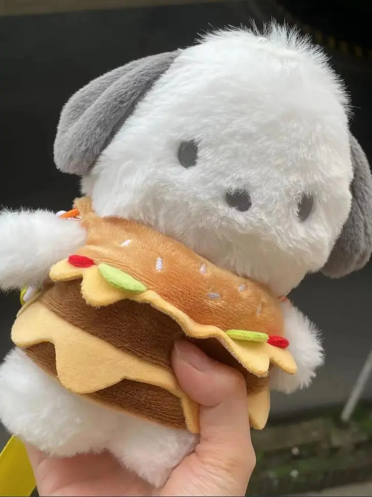 Kawaii Sanrio Pochacco Hamburger Messenger Bag Cute Anime Soft School Backpack Pendant Plush Doll Toy Girl Birthday Gift