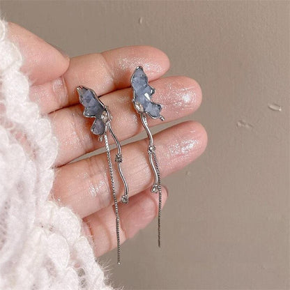 Y2K Fairy Butterfly Tassel Ear Clips Angel Ear Bone Clip Earring Elf Female No Ear Hole Ear Cuff Hanging Earring Fashion Jewelry