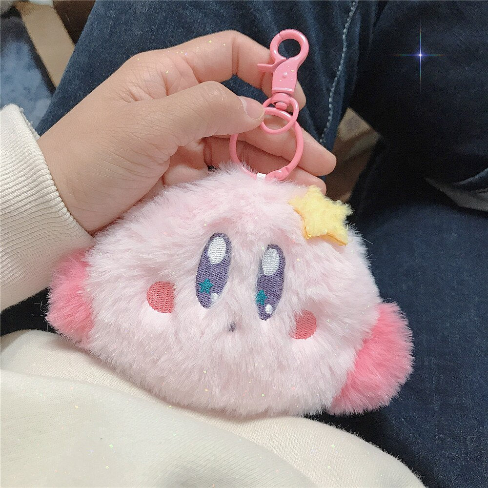 Kirby Plush Headphone Wallet Multifunctional Mini Wallet Video Game Cute Earphone Bag Plush Toy for Girls Birthday Gifts