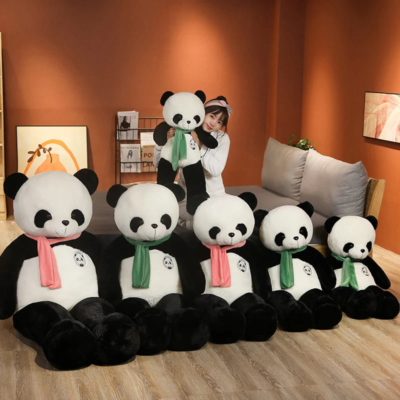 GIANT Panda Stuffed Animal Plushie 100cm Kawaii Big Large Plush Toy with Scarf Teddy Bear Soft Doll Pillow Huggable Girls Lover Girlfriend Gifts