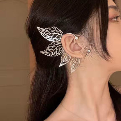 1 Pc Chic Elf Ear Cuff Maple Leaf Hollowed Zircon Leaf Cosplay Fairy Earring Clips for Women Girls Wedding Ear Cuff Jewelry