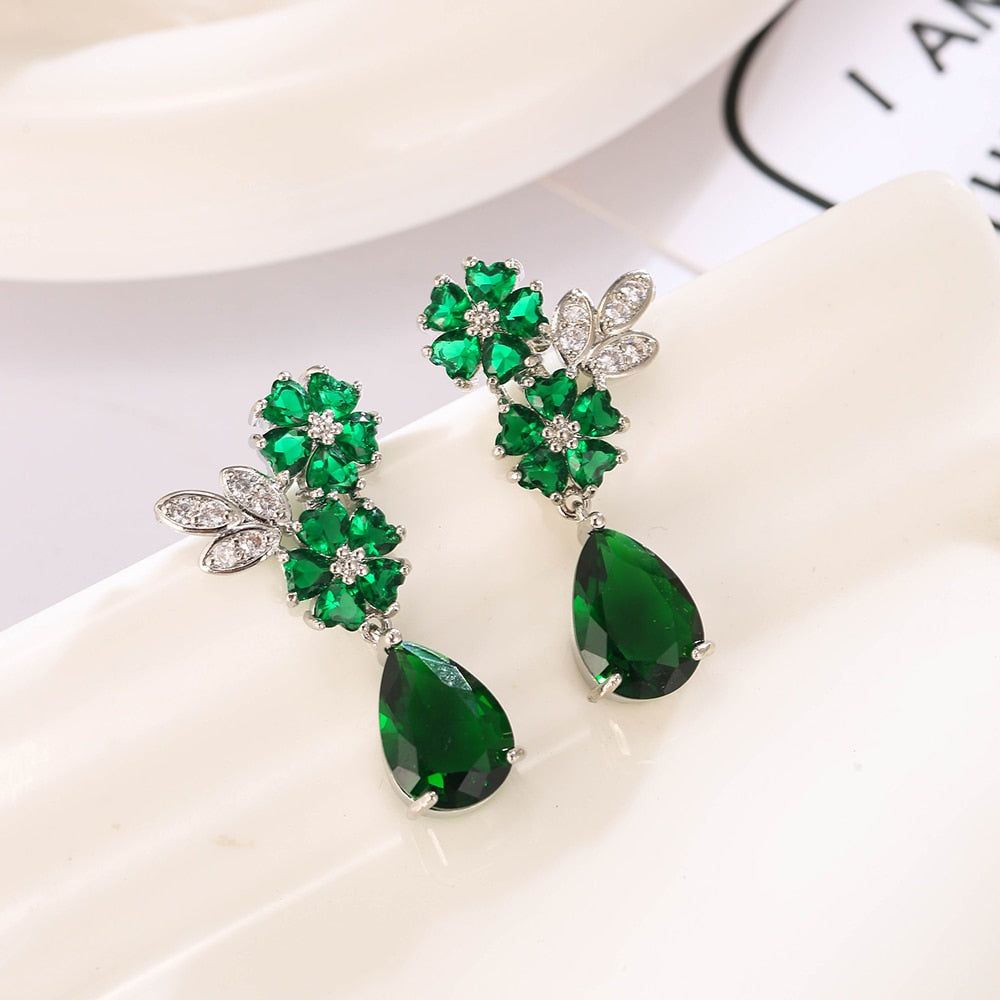 Luxury Zircon Wedding Long Dangle Earrings with Round Water Drop Elegant CZ Earrings for Women Bridal Wedding Jewelry Dress
