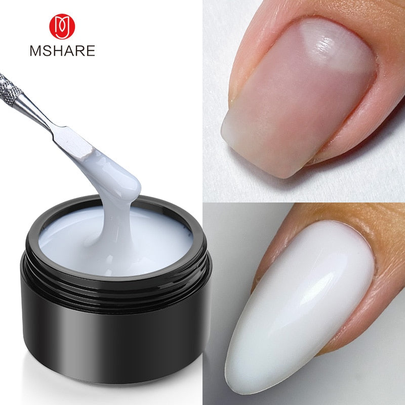 MSHARE Milky White Builder Nail Extension Gel in A Bottle 10ml Self leveling Nails Quick Building Clear Pink UV Led Gel