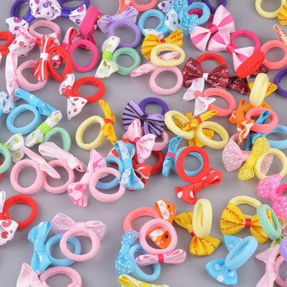 20Pcs Cute Small Rabbit Ear Hair Bands Girl Rubber Band Elastic Band Baby Headwear Korean Children Hair Accessories Ornaments