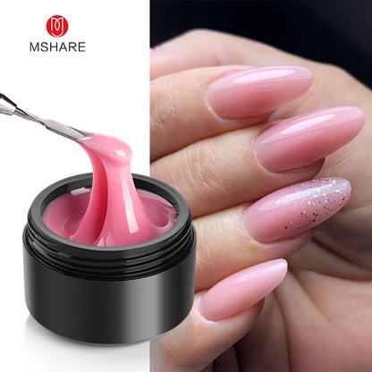 MSHARE Milky White Builder Nail Extension Gel in A Bottle 10ml Self leveling Nails Quick Building Clear Pink UV Led Gel