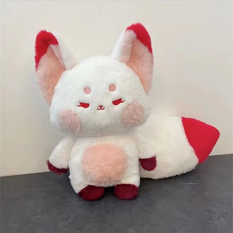 Red Fox Stuffed Animal Plush Toy with Big Giant White Tail Cute Kawaii Anime Cartoon Plushie Room Decor Bed Pillow Soft Doll Girl Kids Christmas Birthday Gift