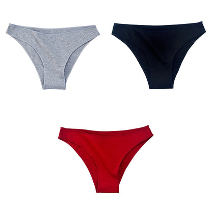 3Pcs/Set Women's Cotton Panties Female Underwear Solid Color Comfortable Briefs High Elasticity Underpants Size M-XXL