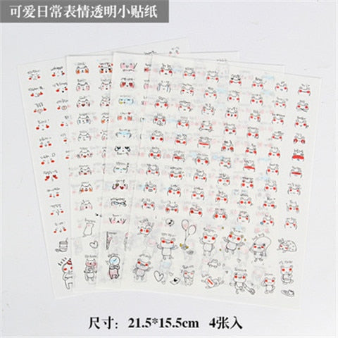 6pcs/lot  Waterproof Cartoon Cute Transparent Diy Decoration Stickers Korea Hand Account Stickers Kawaii Plastic Cup Stickers