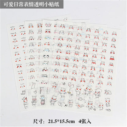 6pcs/lot  Waterproof Cartoon Cute Transparent Diy Decoration Stickers Korea Hand Account Stickers Kawaii Plastic Cup Stickers