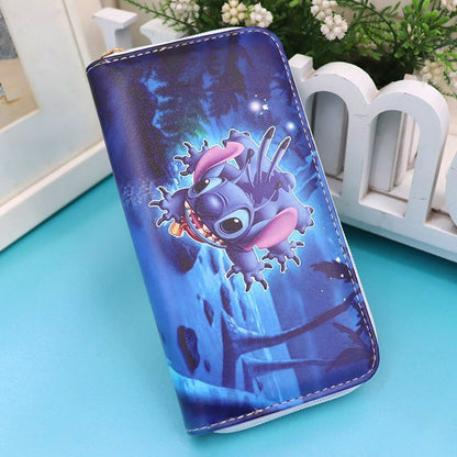 New Disney Women Wallet Stitch Cartoons Long PU Coin Purse Bag for Phone Card Holder Cute Printing Fashion Money Clip Clutch Bag