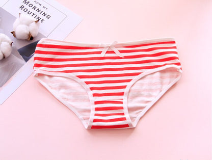 Free Size Japan Harajuku Kawaii Anime Stripes Underpants Cotton Panties Lingerie Pink Blue Bandage Underwear Lolita Girl