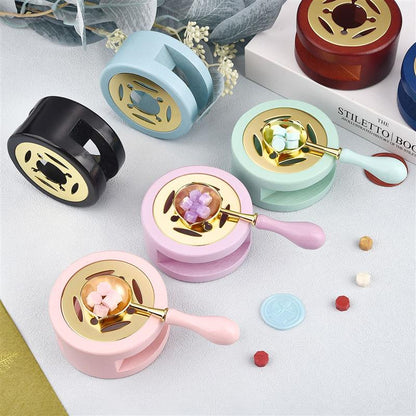 Wax Seal Stamp Set Lacquer Furnace Wax Seal Melting Spoon Rubber Wood Melting Heater Wax Bead Pot Stick Heater Craft Supplies