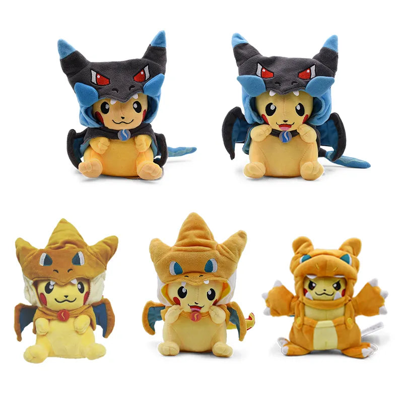 Pokemon Pikachu Cosplay Toys Charizard Snorlax Garchomp Tyranitar Hydreigon Anime Stuffed Plush Cartoon Peluche Dolls