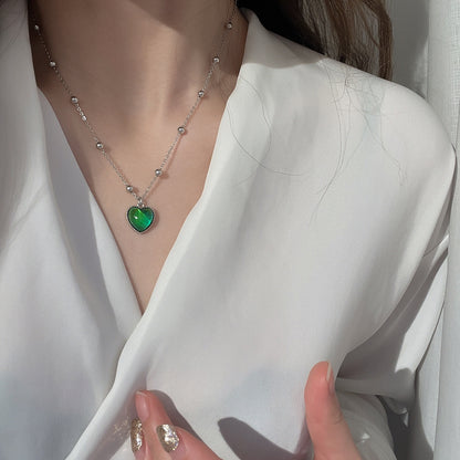 GUFTM New Creative Mood Necklace Color Change Emotion Feeling Temperature Control Heart Pendant Metal Chain Jewelry for Girl